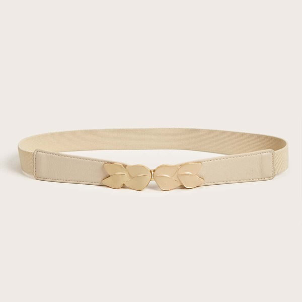 

Metal Buckle Elastic Belt, Beige