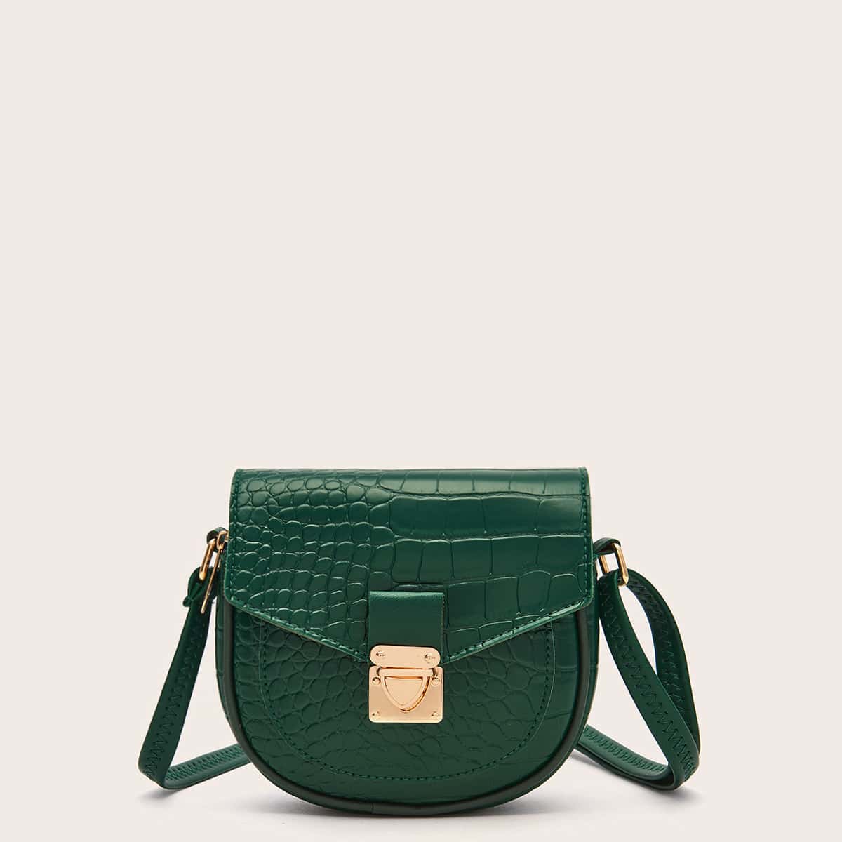 

Croc Embossed Saddle Bag, Green