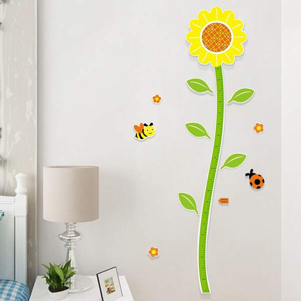 

Kids Cartoon Sunflower Height Measurement Wall Sticker, Multicolor