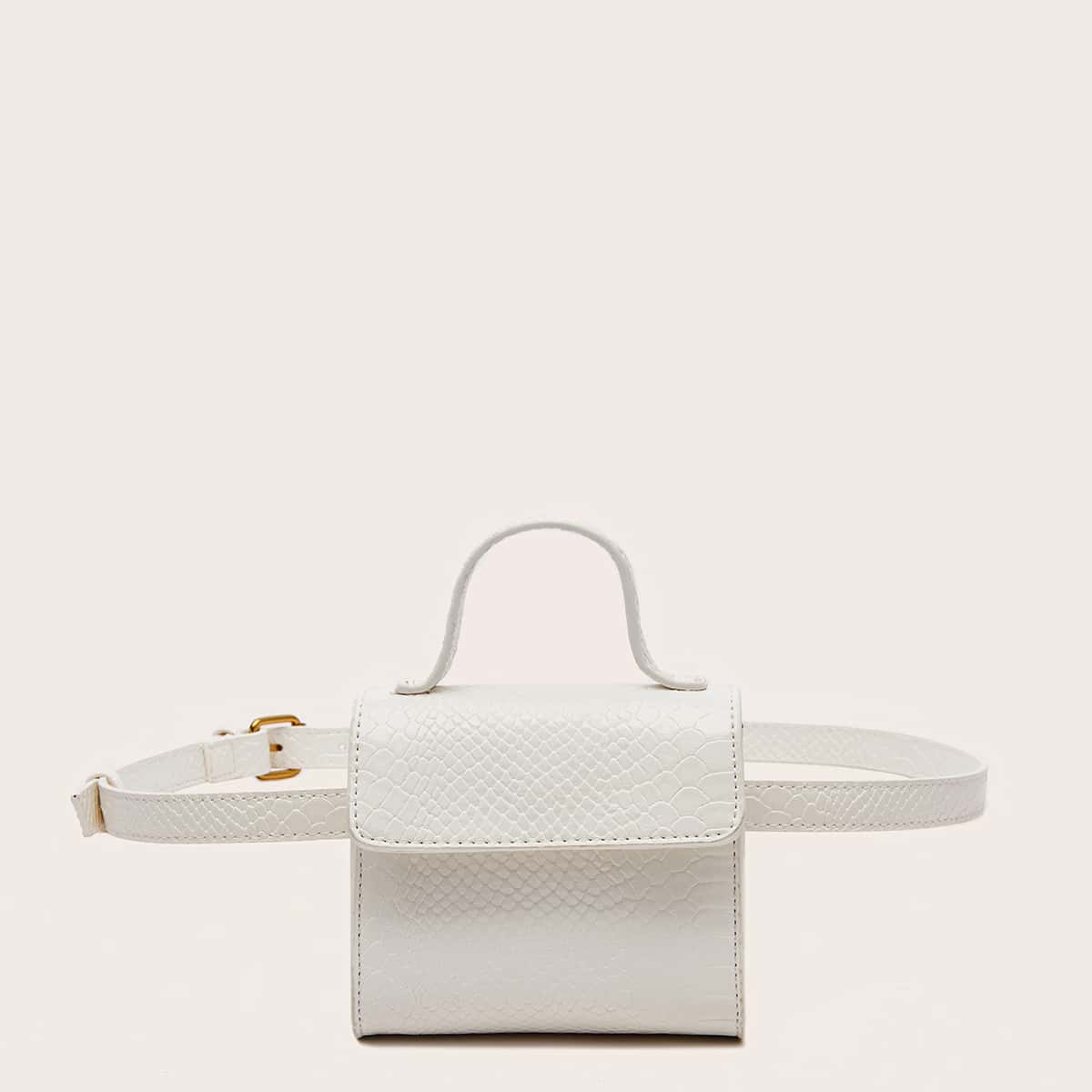 

Croc Embossed Mini Fanny Pack, White