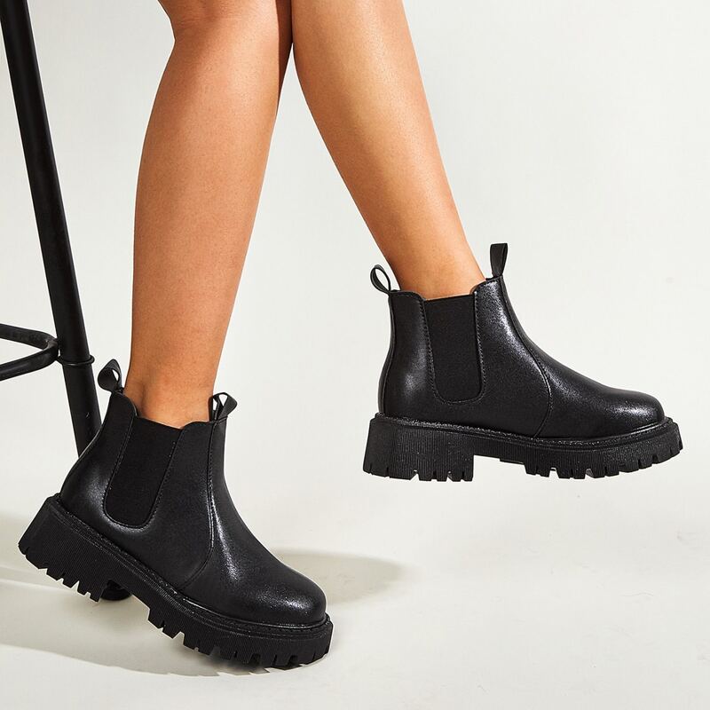 

Minimalist Wide Fit Combat Boots, Black