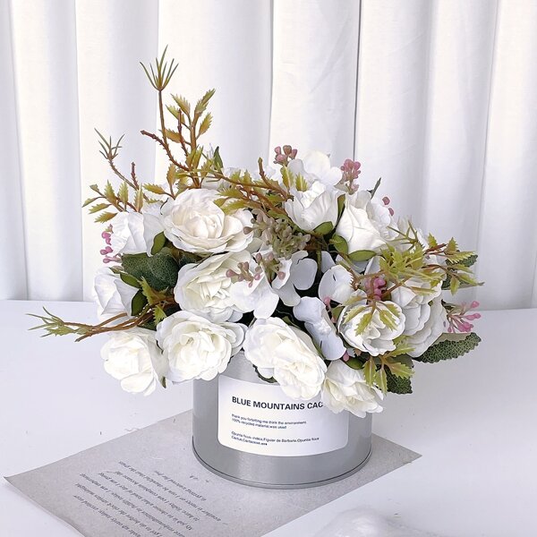 

1bundle Artificial Flower With 5pcs Branch, Multicolor