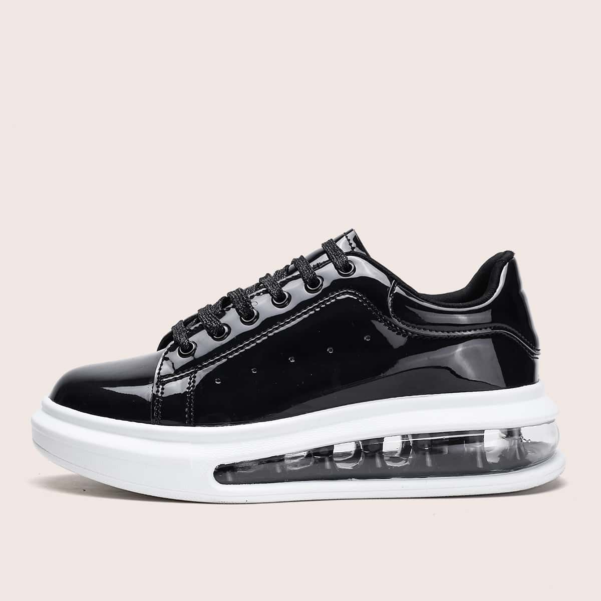 

Patent Leather Air Cushion Skate Shoes, Black