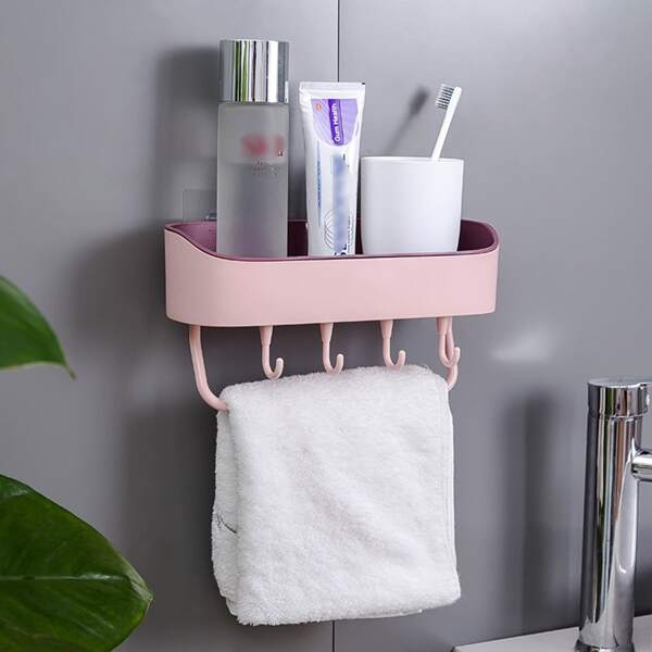 

1pc Bathroom Multifunction Storage Rack, Pink