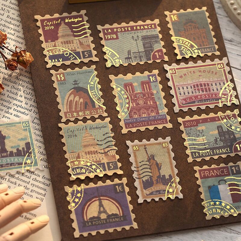 

40pcs Random Vintage Stamp Sticker, Multicolor