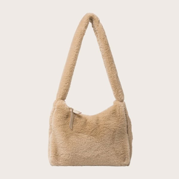 

Girls Fluffy Shoulder Bag, Khaki