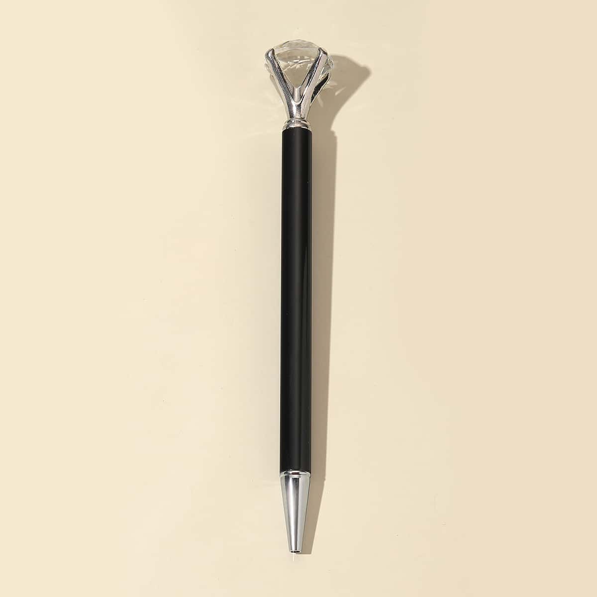 

1pc Diamond Decor Ballpoint Pen, Black