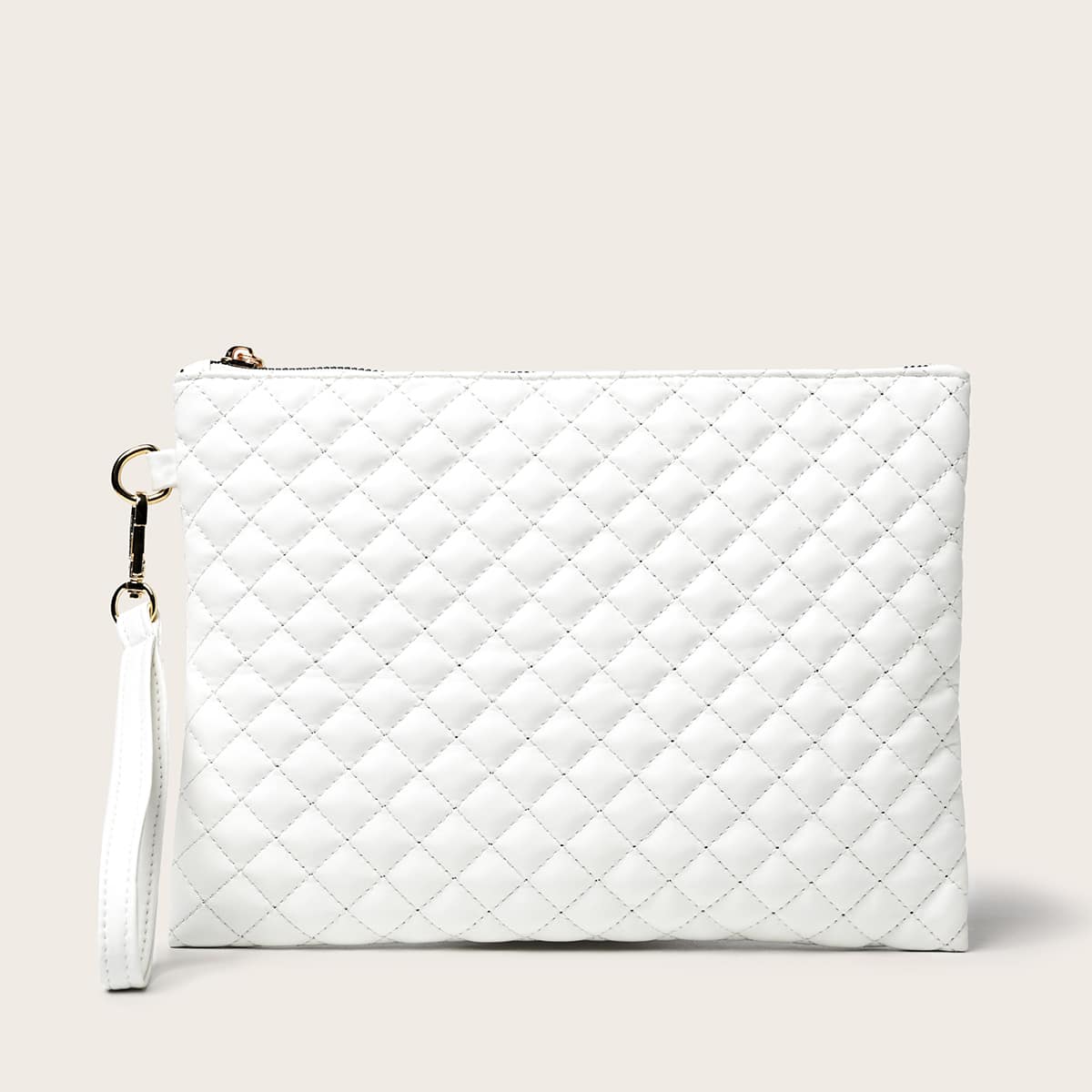 

Quilted Zip Clutch Bag, White