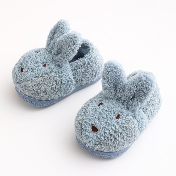 

Toddler Boys Rabbit Design Fluffy Slippers, Baby blue