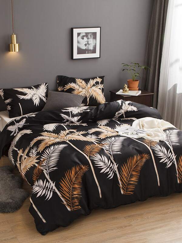 Plant Print Bedding Set Without Filler SHEIN USA