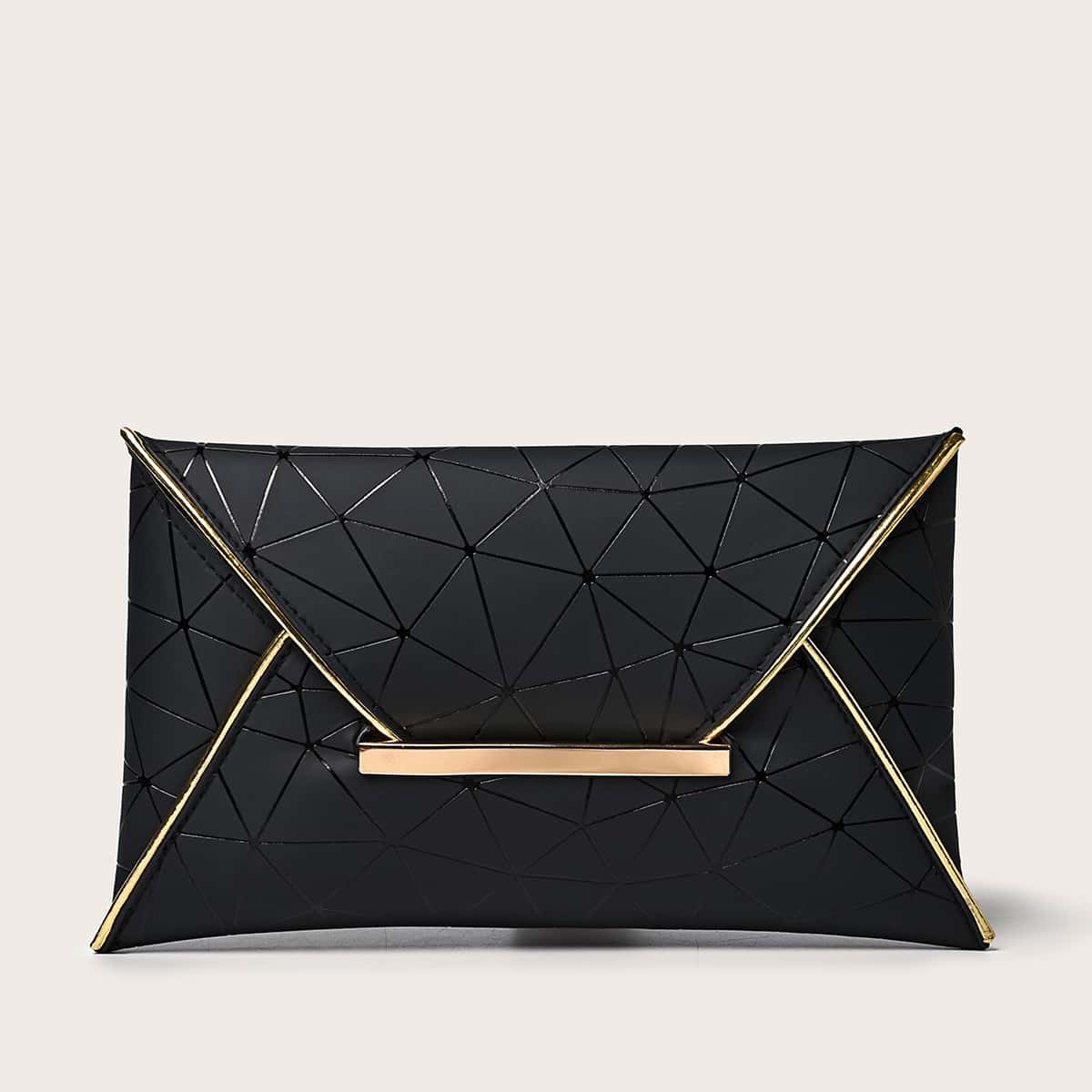 

Geo Envelope Clutch Bag, Black