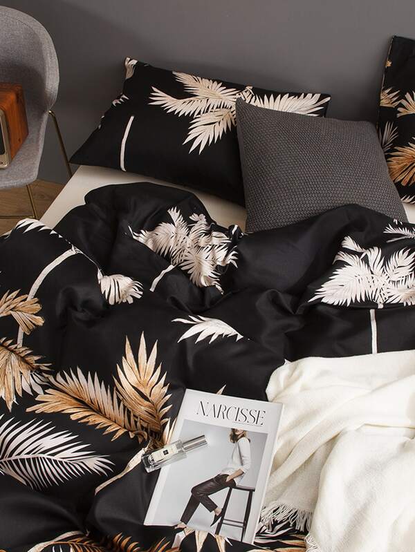 Plant Print Bedding Set Without Filler SHEIN USA