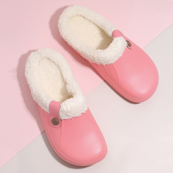 

Minimalist Waterproof Fluffy Slippers, Pink
