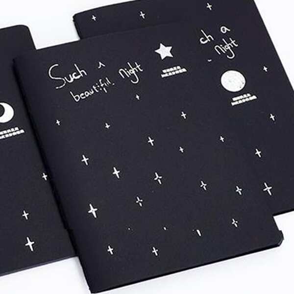 

1pack Slogan Graphic Cover Random Notebook, Black
