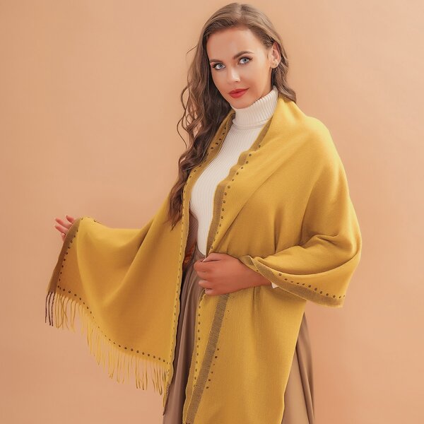 

Rivet Decor Scarf, Mustard yellow