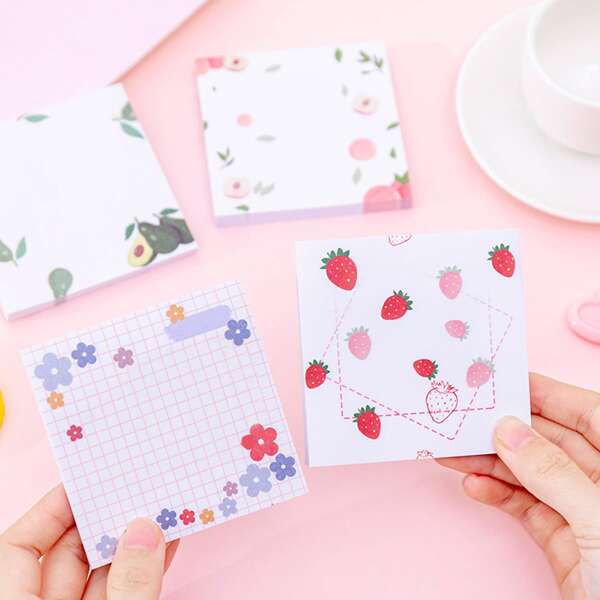 

4packs Fruit Print Random Sticky Note, Multicolor