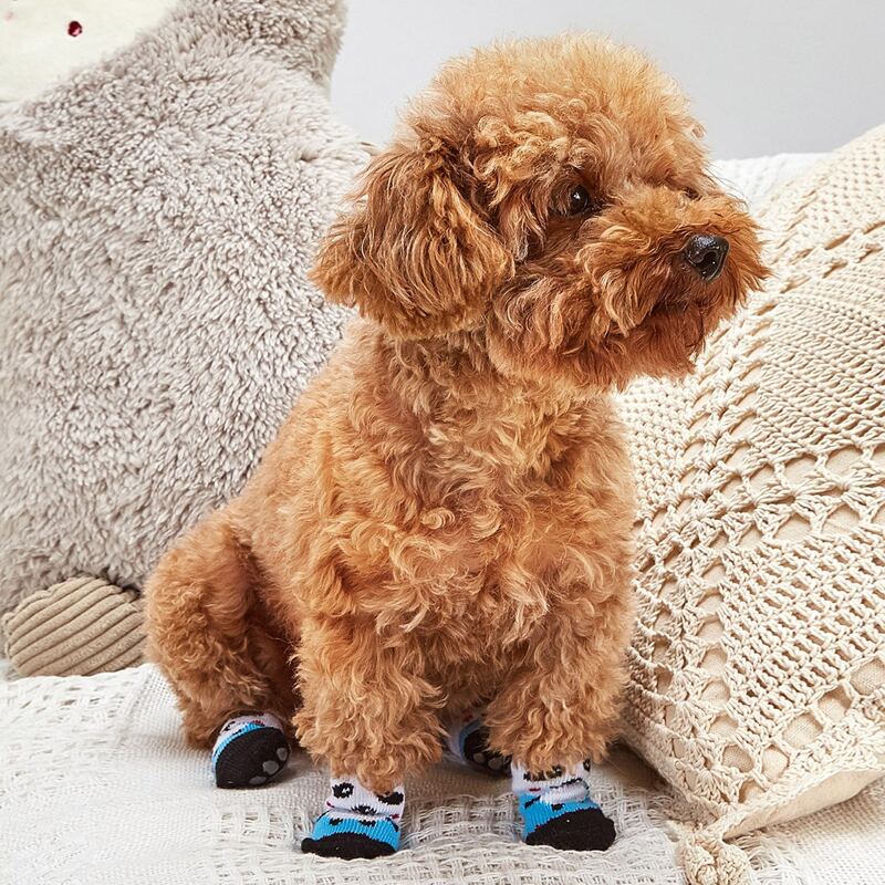 

4pcs Non-slip Cartoon Graphic Dog Socks, Multicolor