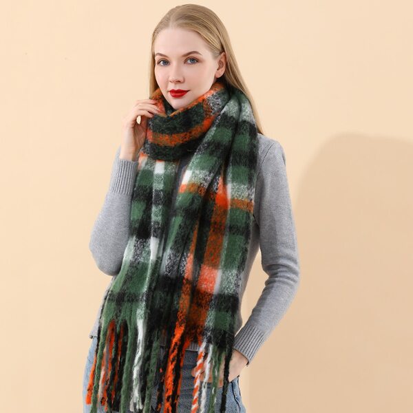 

Plaid Pattern Scarf, Green