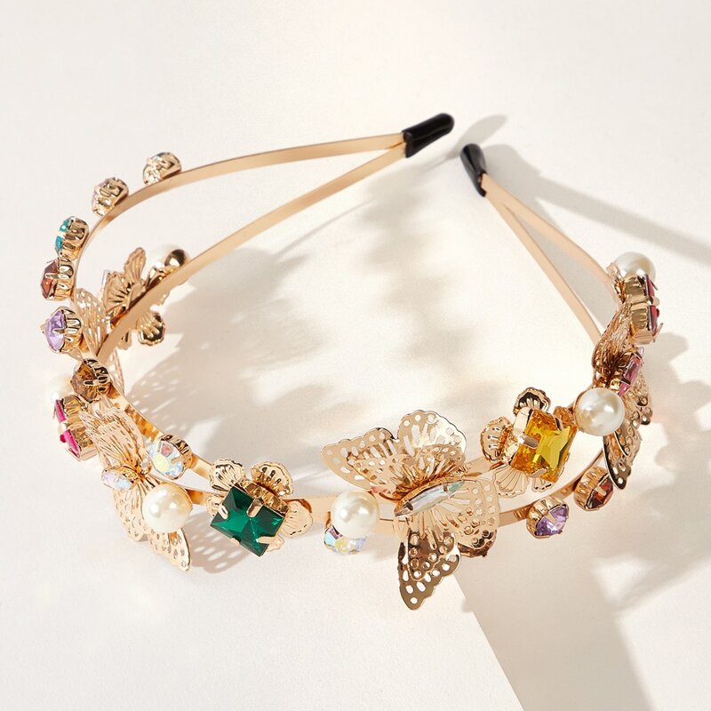 

Butterfly & Gemstone Decor Hair Hoop, Gold