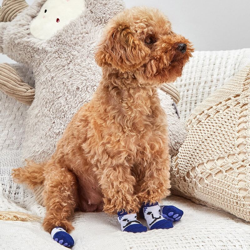 

4pcs Non-slip Cartoon Graphic Dog Socks, Multicolor