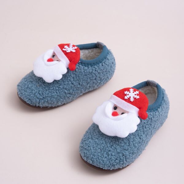 

Toddler Boys Christmas Santa Decor Fluffy Slippers, Blue