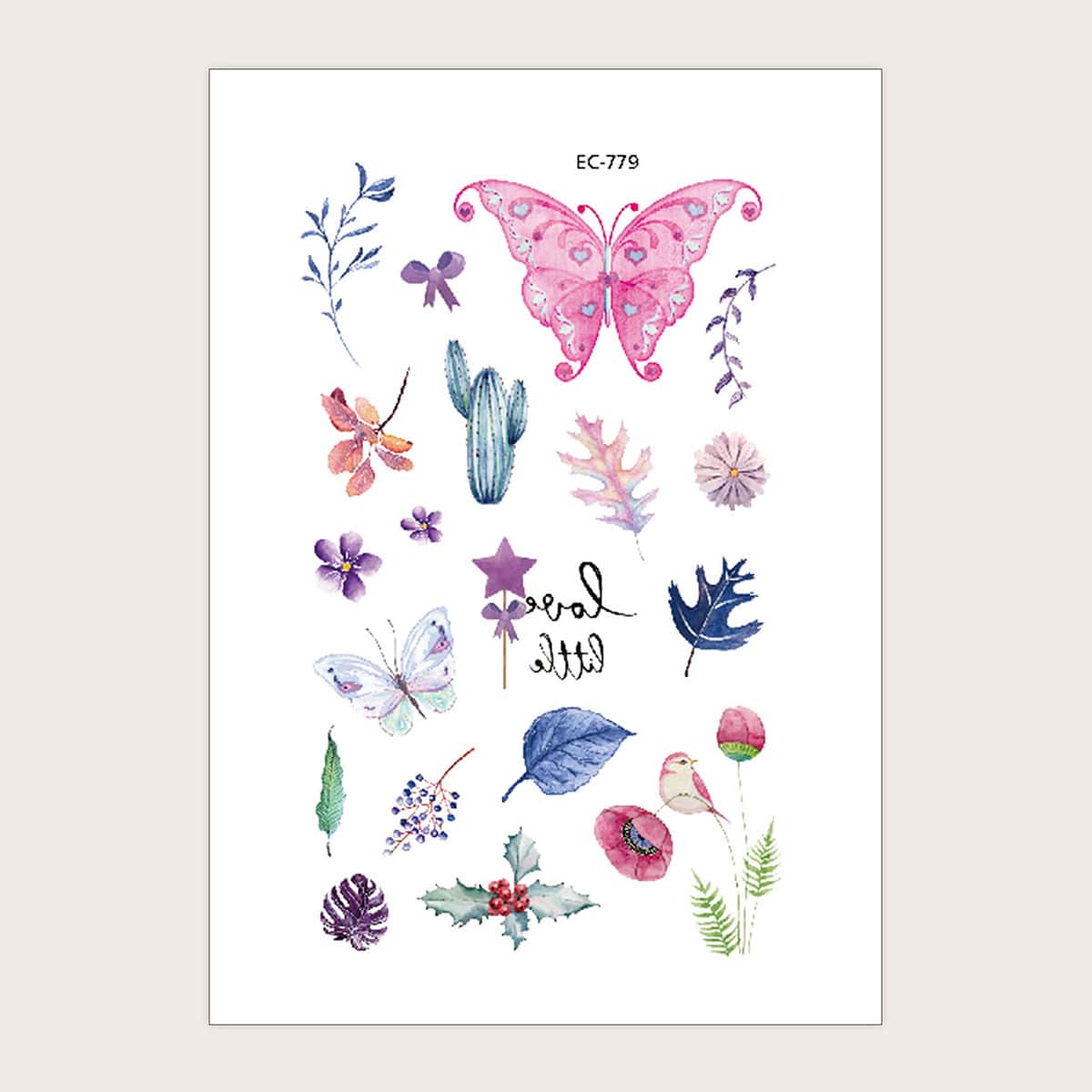 

1sheet Butterfly & Plants Tattoo Sticker, Multicolor