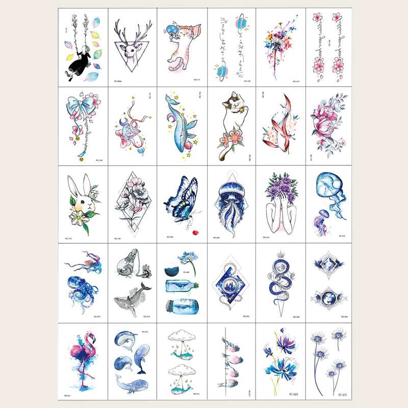 

30sheets Animal Pattern Tattoo Sticker, Multicolor