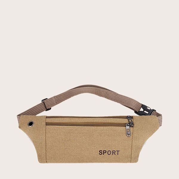 

Men Letter Graphic Zip Front Fanny Pack, Khaki