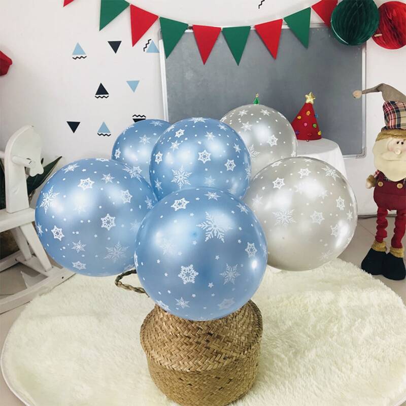 

10pcs Snowflake Print Balloon, Multicolor