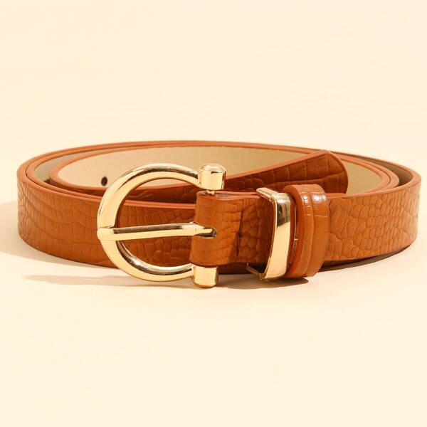 

Plus Croc Embossed Belt, Brown