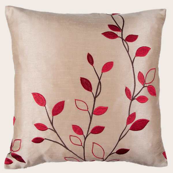 

Leaf Embroidery Cushion Cover Without Filler, Khaki