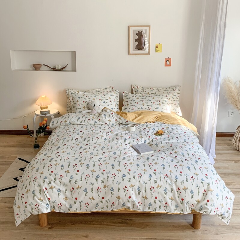 

Flower Print Bedding Set Without Filler, Multicolor