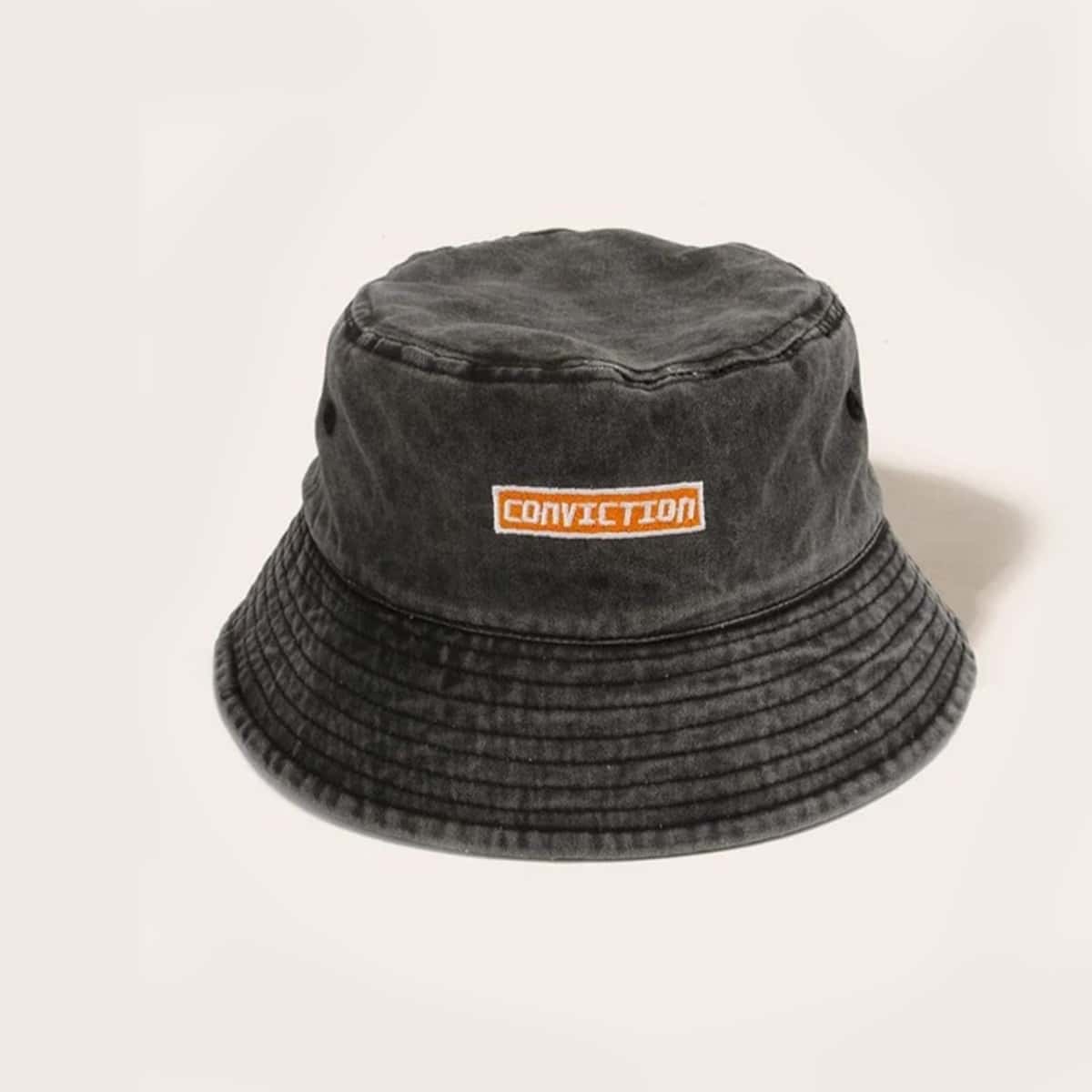 

Guys Letter Embroidery Bucket Hat, Black