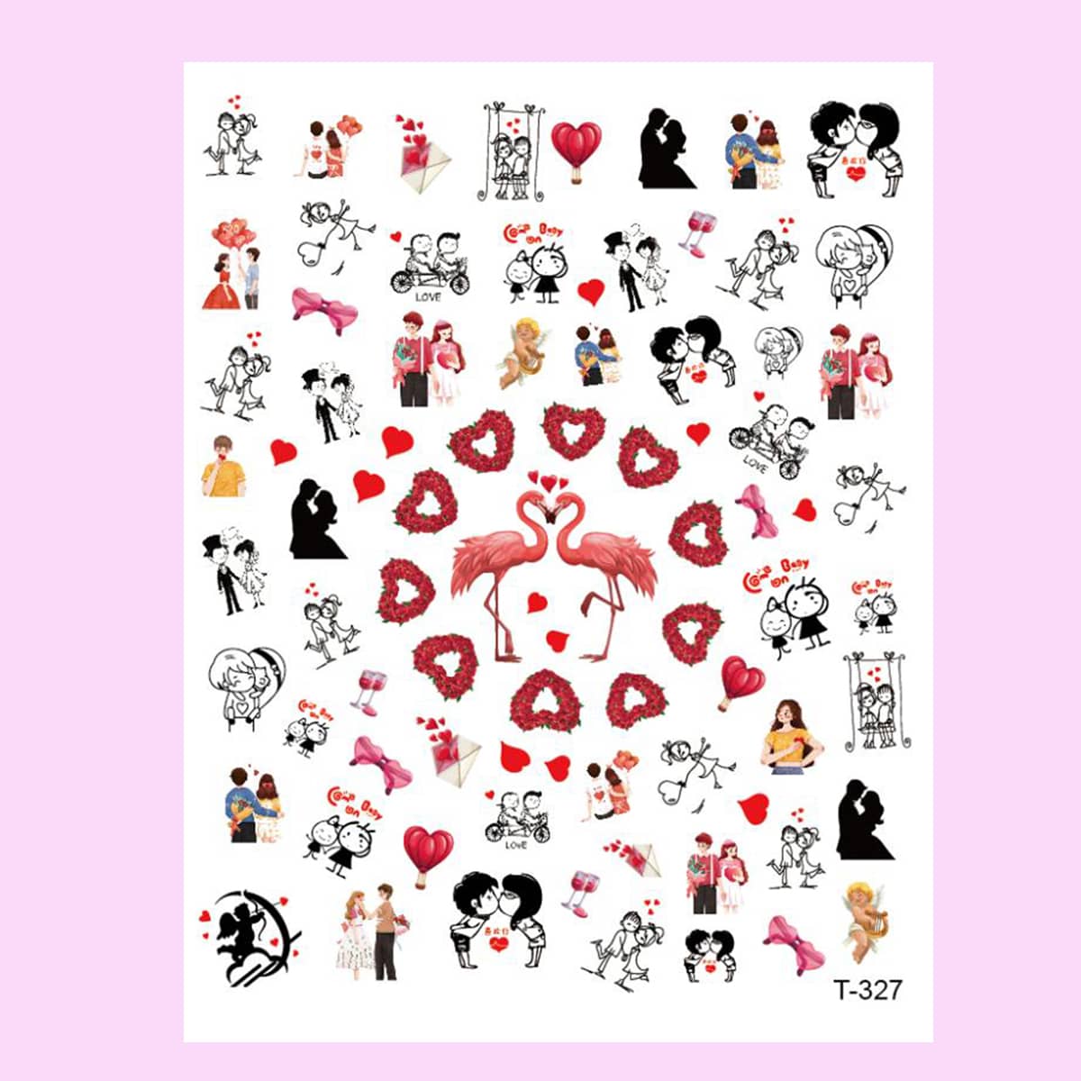 

1sheet Couple Nail Art Sticker, Multicolor
