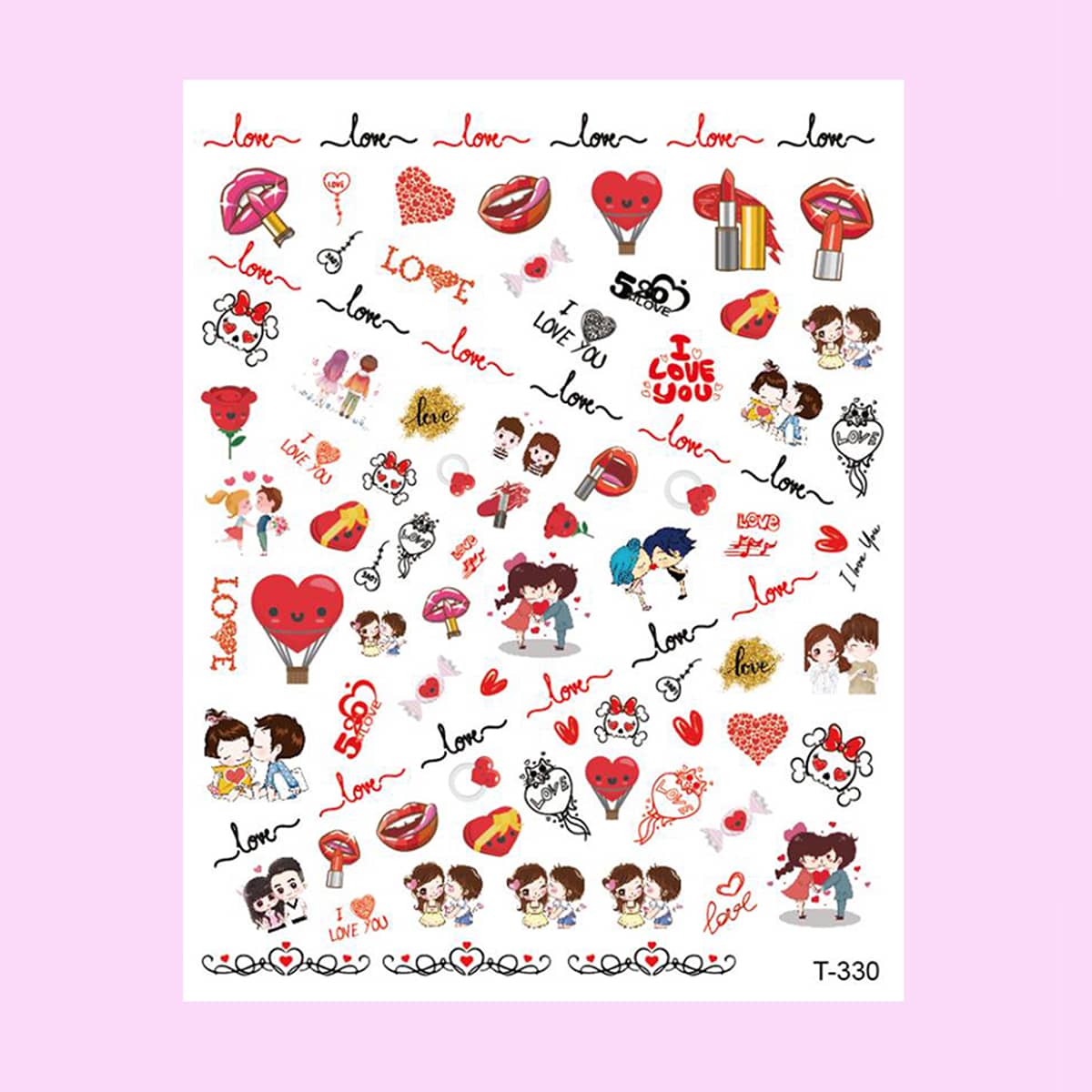 

1sheet Romantic Nail Art Sticker, Multicolor