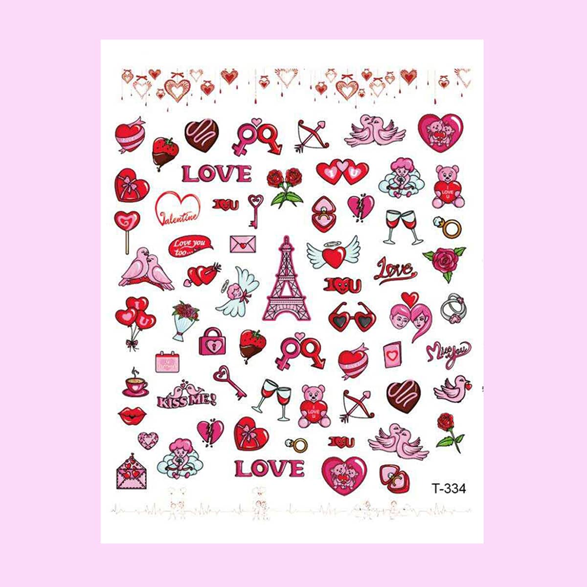 

1sheet Romantic Nail Art Sticker, Red