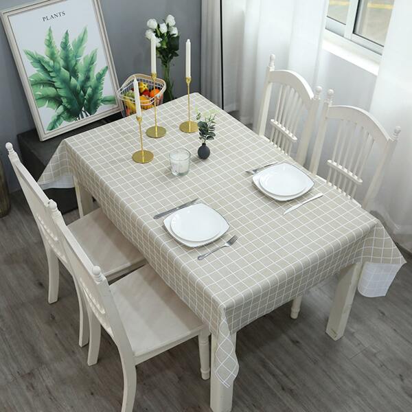 

Plaid Pattern Waterproof Tablecloth, Grey