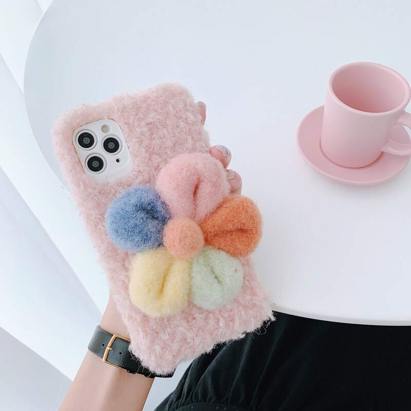 

Plush Flower iPhone Case, Pink