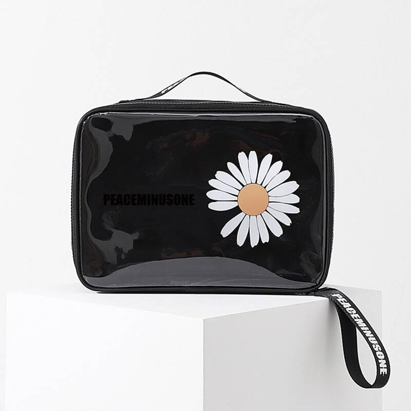 

Daisy Print Cosmetic Storage Bag, Black