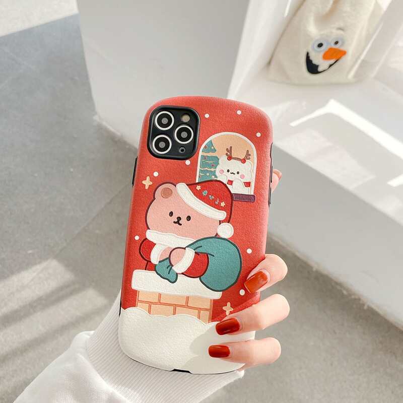 

Christmas Bear Print iPhone Case, Red