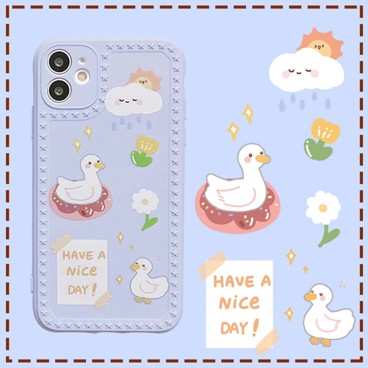

Cartoon Duck iPhone Case, Baby blue