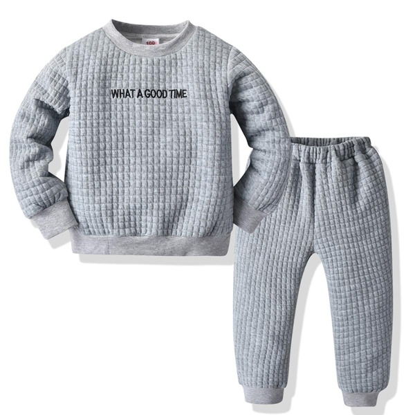 

Toddler Boys Slogan Embroidery Sweatshirt & Sweatpants, Grey