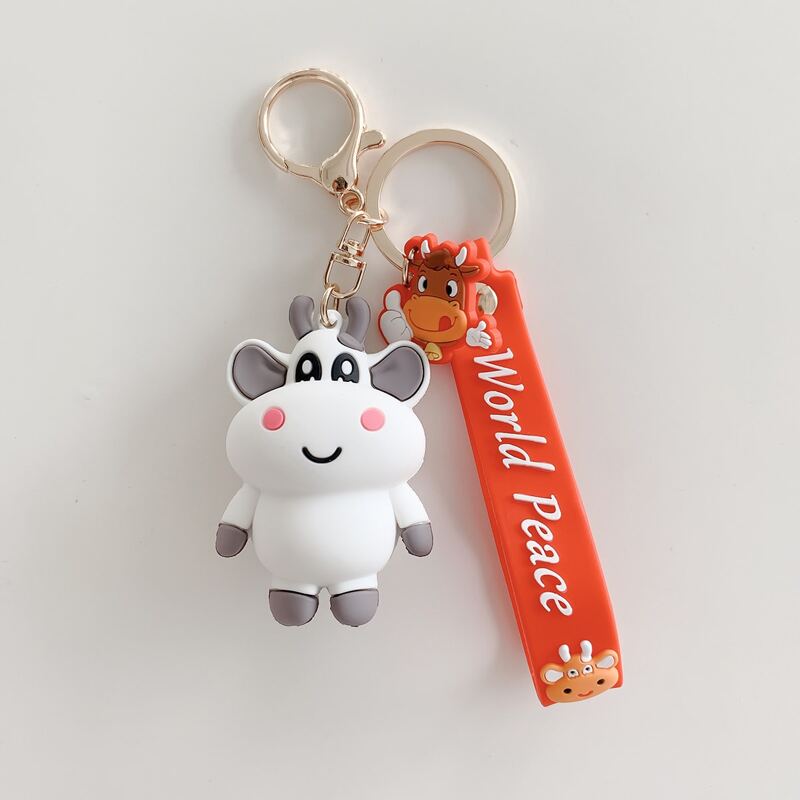 

1pc Cartoon Cow Keychain, Multicolor