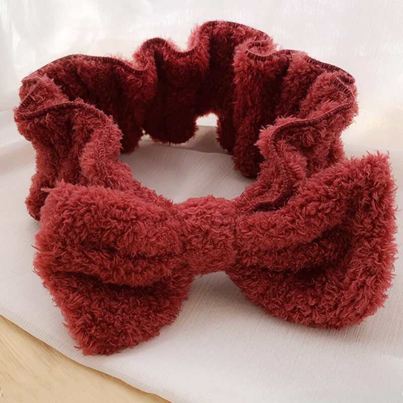 

1pc Bow-knot Decor Bath Headband, Burgundy