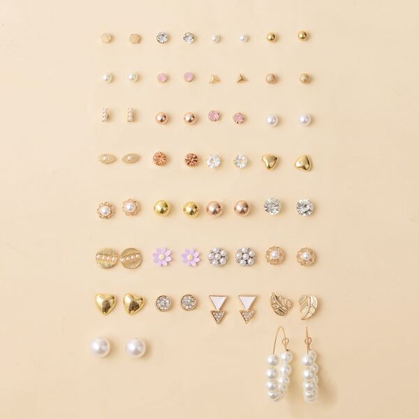 

30pairs Flower Decor Earrings, Multicolor