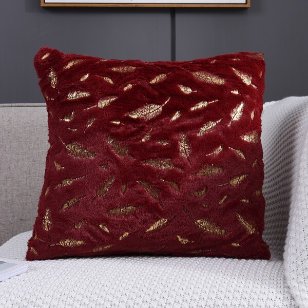 

Feather Hot Stamping Cushion Cover Without Filler, Burgundy