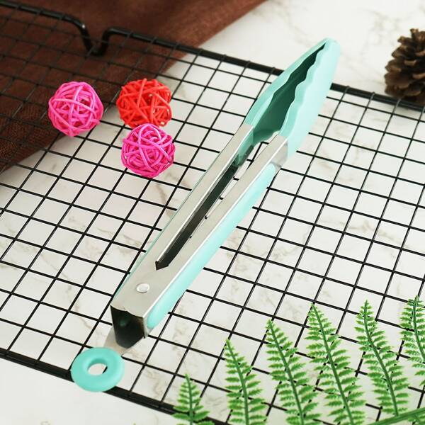 

1pc Stainless Steel Food Clip, Mint blue