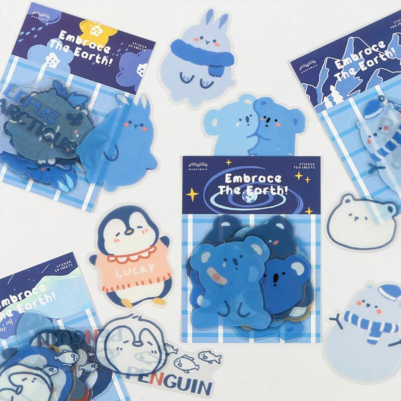 

20pcs Random Cartoon Animal Sticker, Blue