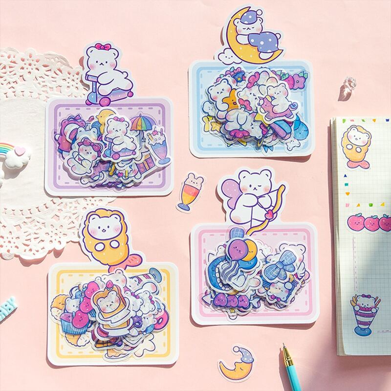 

30pcs Random Cartoon Bear Sticker, Multicolor