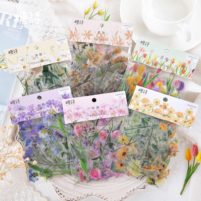 

40pcs Random Artificial Flower Sticker, Multicolor